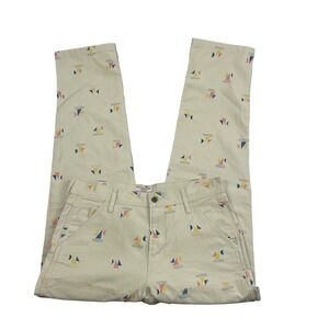 J. Crew Wallace & Barnes Double Knee Canvas Work Pants Sailboat Print 34X34 NWOT